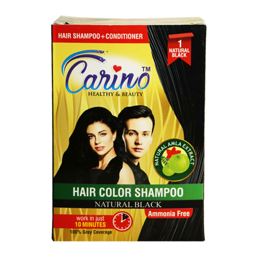 Carino Hair Color Shampoo Natural Black 100% Grey Coverage in 10 Minutes